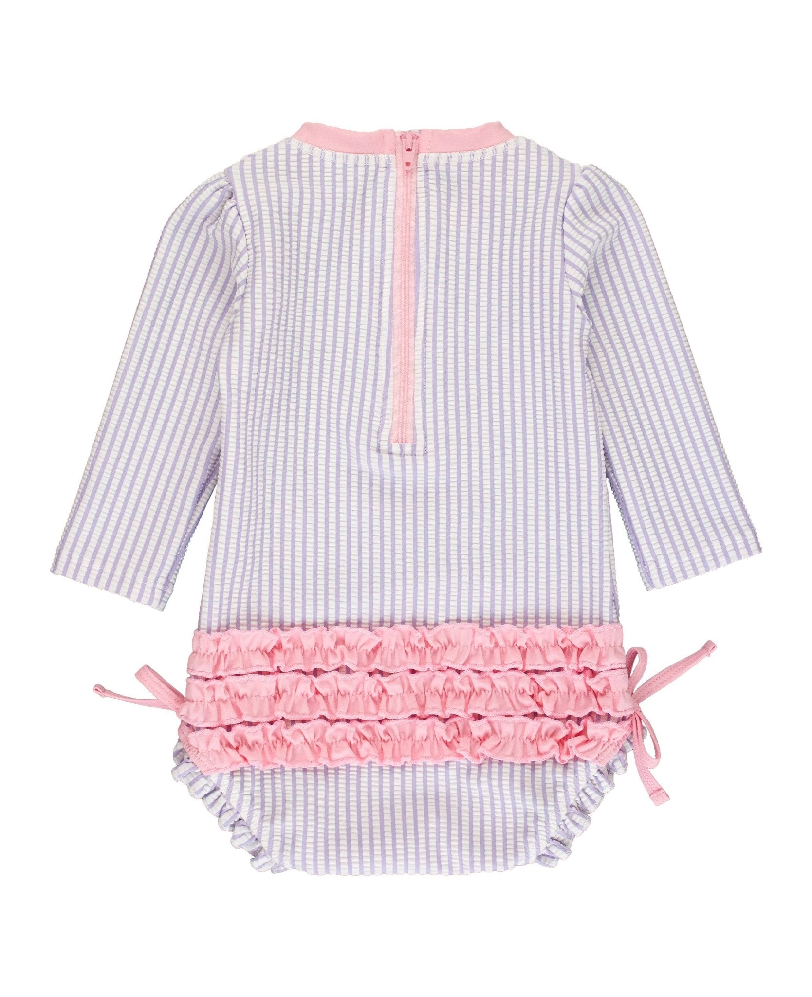 Baby Girls Lavender Seersucker Long Sleeve One Piece Rash Guard - Sunny Meadow Boutique