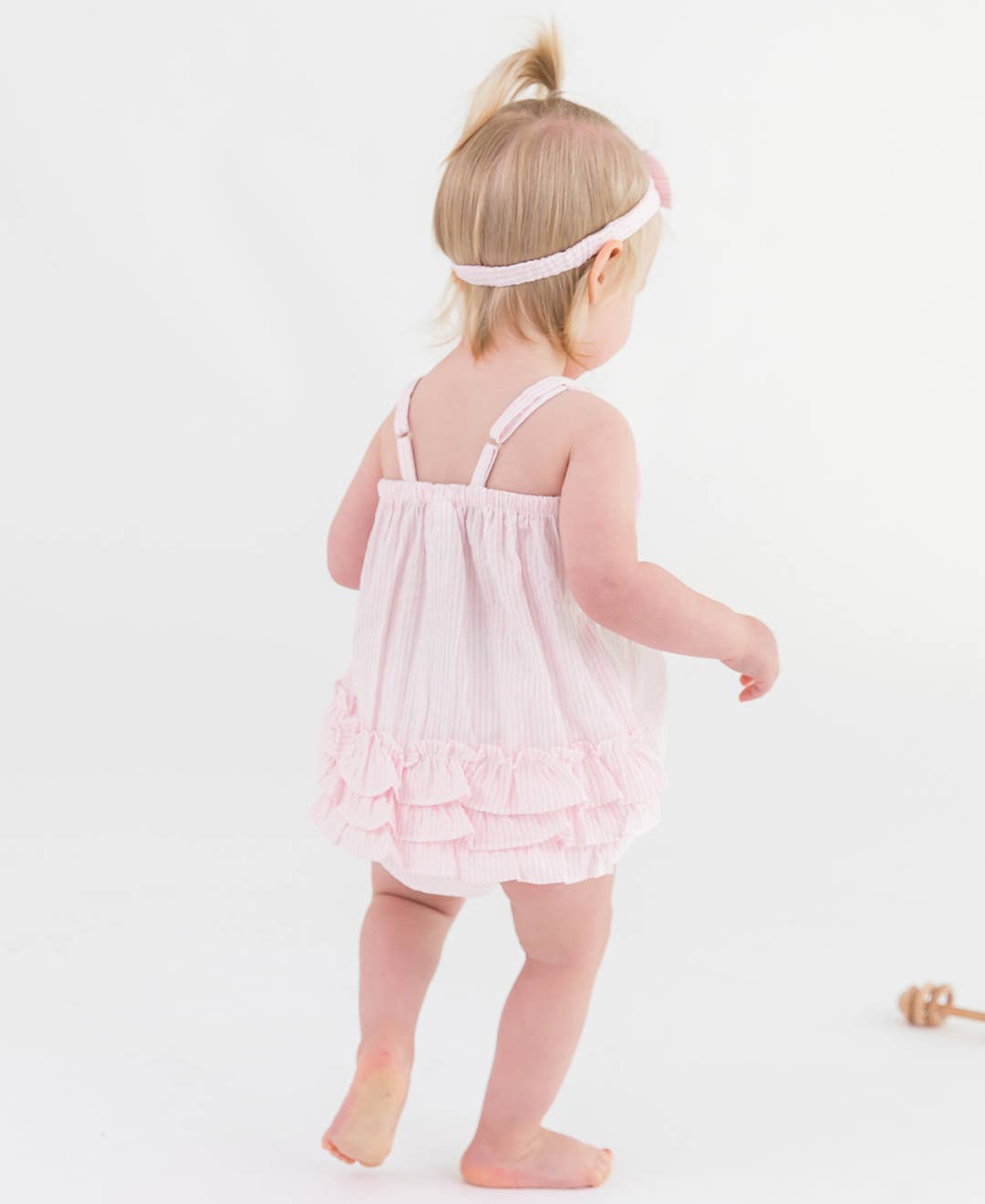 Baby Girls Pink Seersucker Woven Headband - Sunny Meadow Boutique