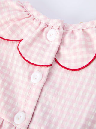 Baby Girls' Plaid Smocked Strawberry Applique Romper - Sunny Meadow Boutique