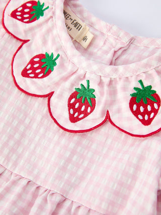 Baby Girls' Plaid Smocked Strawberry Applique Romper - Sunny Meadow Boutique