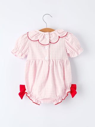 Baby Girls' Plaid Smocked Strawberry Applique Romper - Sunny Meadow Boutique