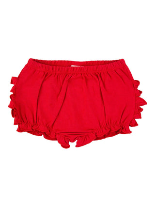 Baby Girls Red Knit RuffleButt Bloomer - Sunny Meadow Boutique