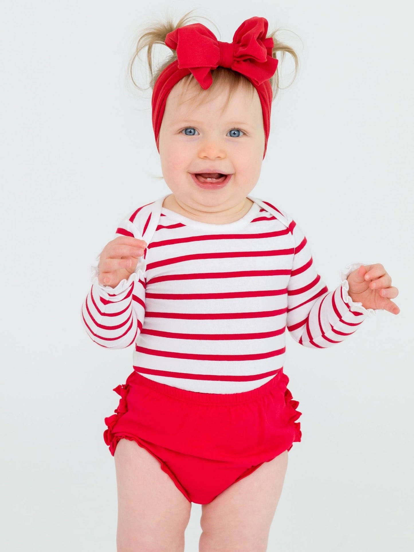 Baby Girls Red Knit RuffleButt Bloomer - Sunny Meadow Boutique