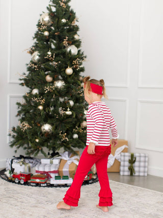 Baby Girls Red Ruffle Flare Pants - Sunny Meadow Boutique