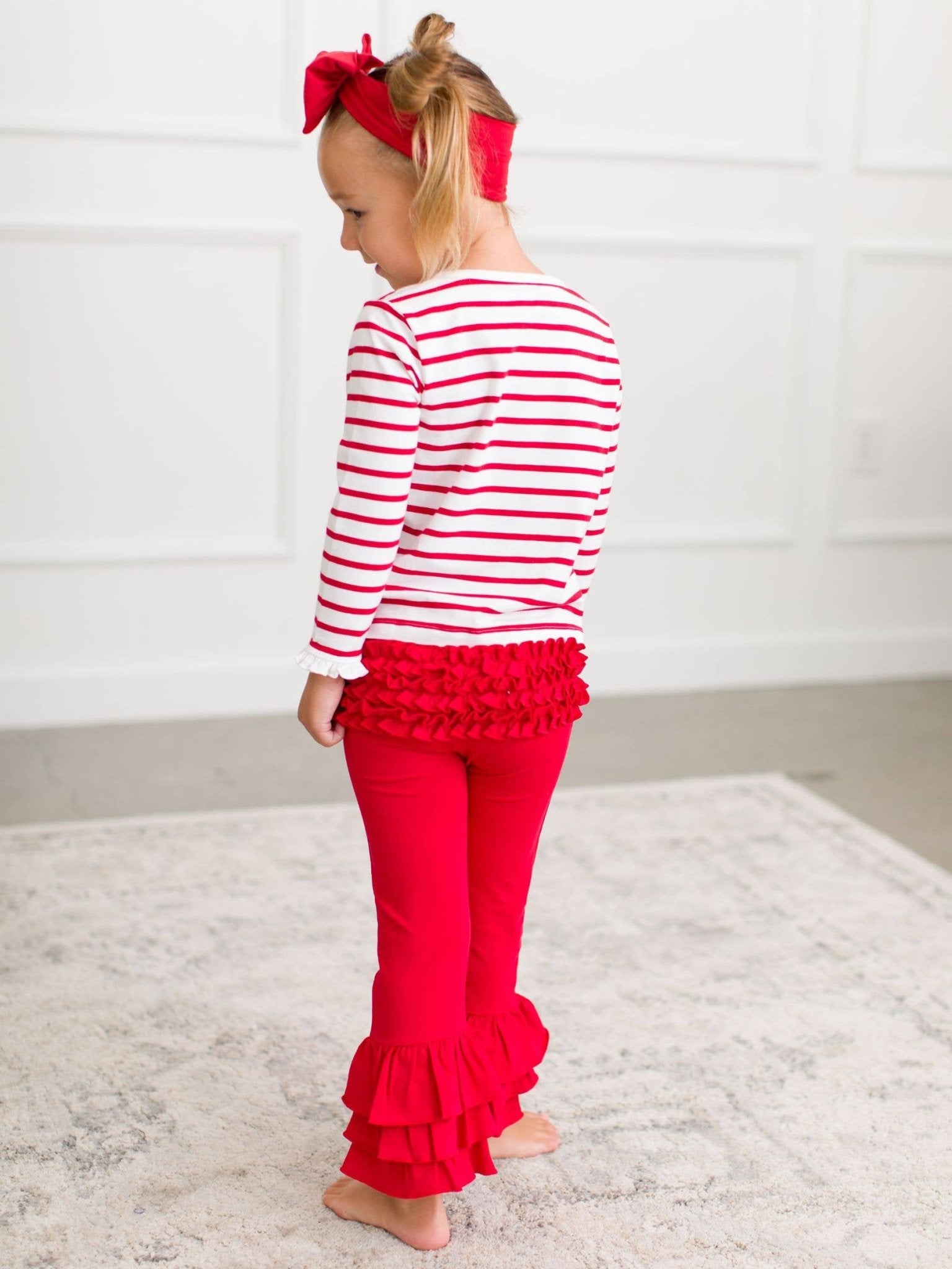 Baby Girls Red Ruffle Flare Pants - Sunny Meadow Boutique