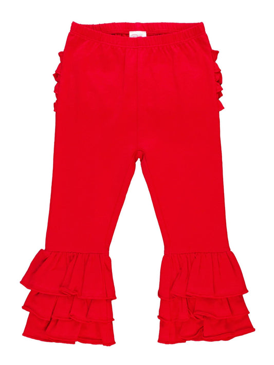 Baby Girls Red Ruffle Flare Pants - Sunny Meadow Boutique
