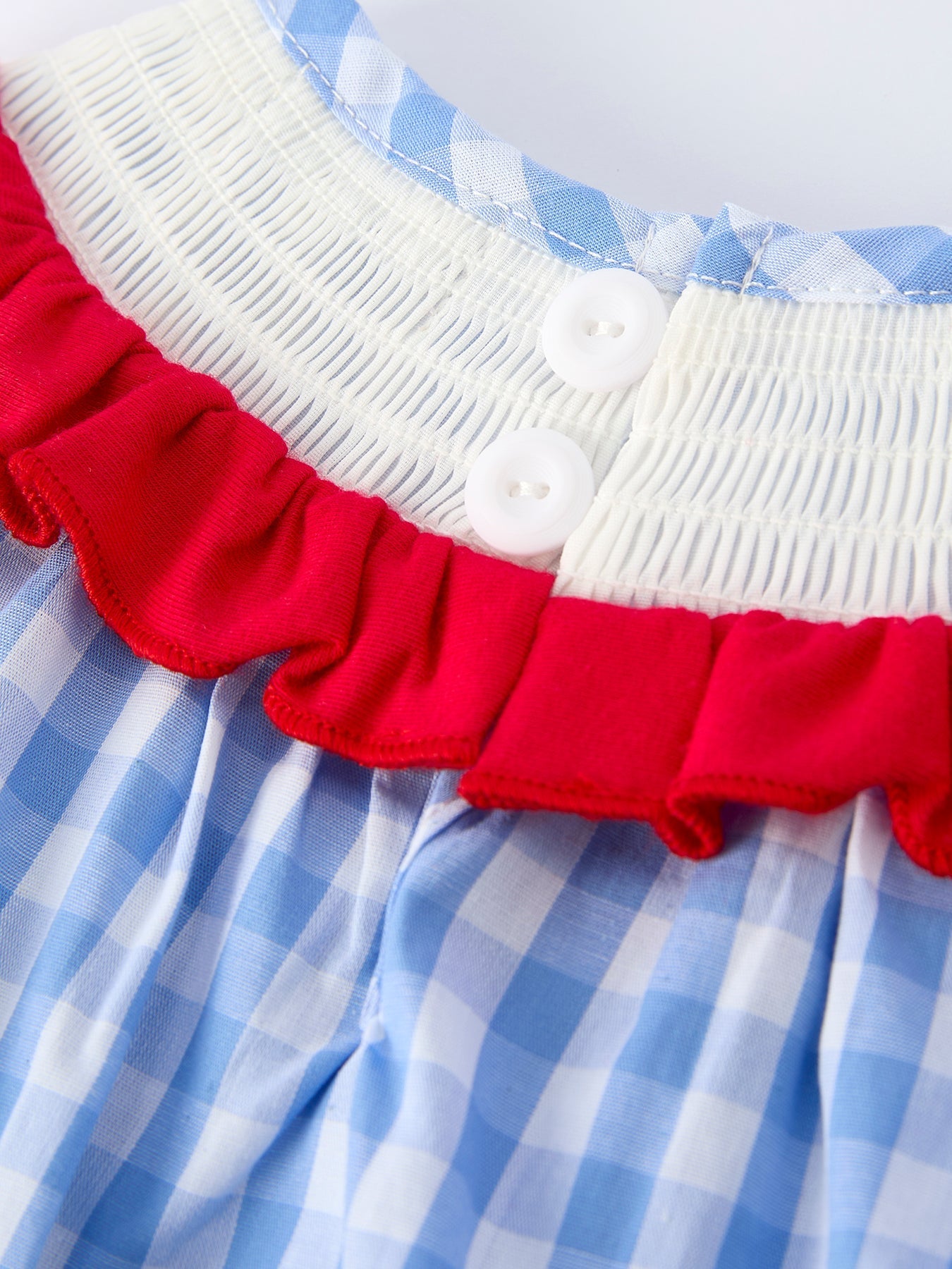 Baby Girls Summer Strawberry Bow Embroidered Smocked Romper - Sunny Meadow Boutique