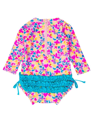 Baby Girls Vibrant Neon Long Sleeve One Piece Rash Guard - Sunny Meadow Boutique