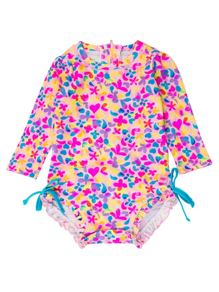 Baby Girls Vibrant Neon Long Sleeve One Piece Rash Guard - Sunny Meadow Boutique