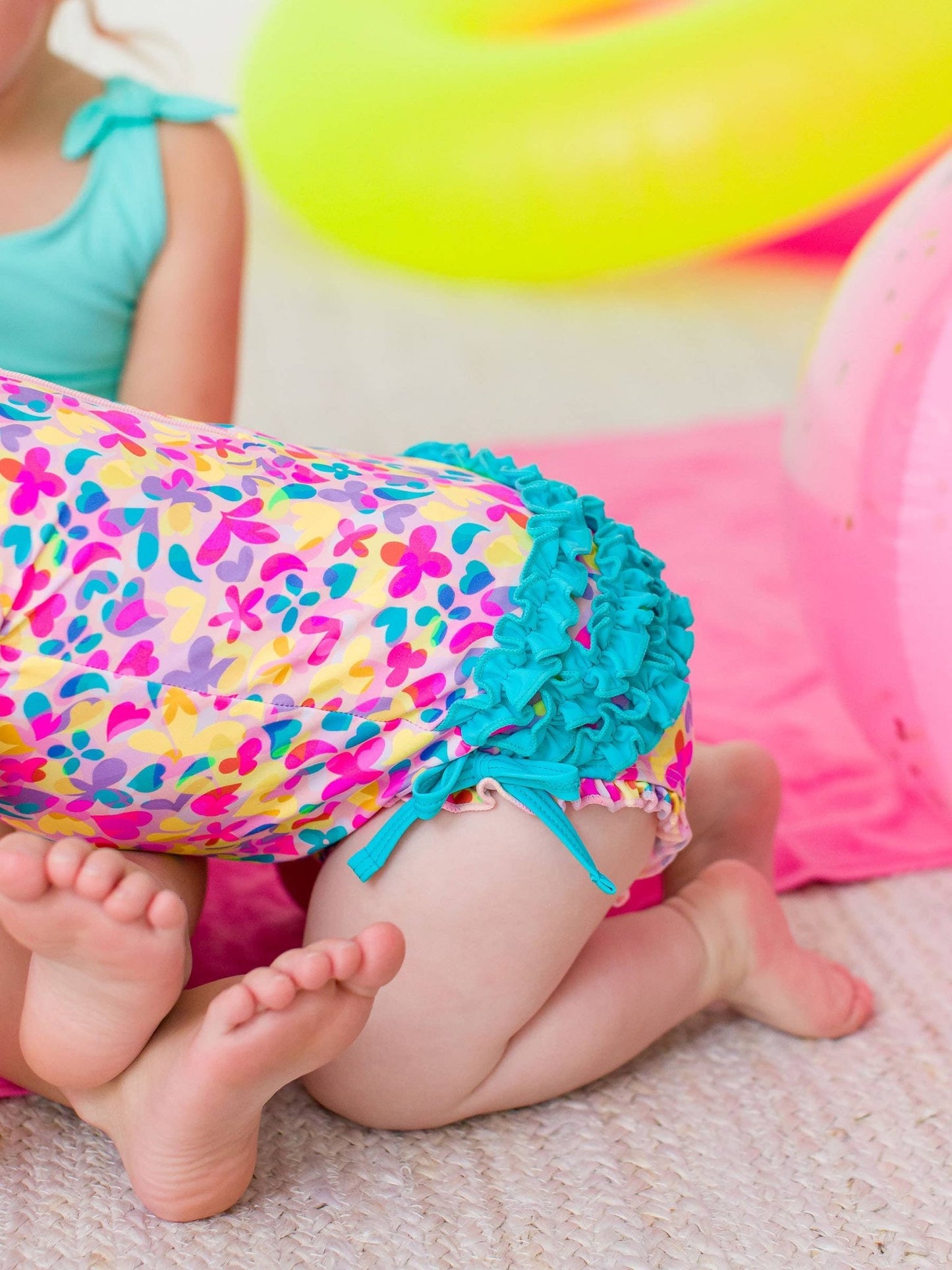 Baby Girls Vibrant Neon Long Sleeve One Piece Rash Guard - Sunny Meadow Boutique