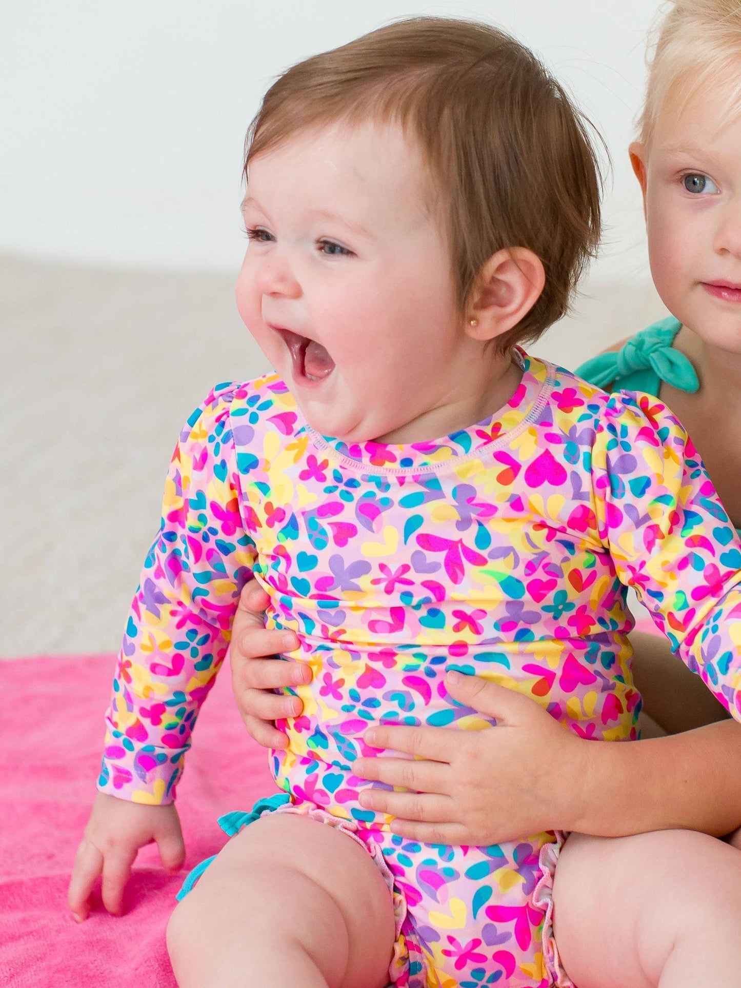 Baby Girls Vibrant Neon Long Sleeve One Piece Rash Guard - Sunny Meadow Boutique