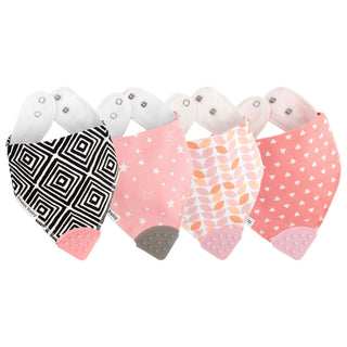 Bazzle Baby Banda Bib with Silicone Teether Attached 4 - pack - Various Colors - Sunny Meadow Boutique