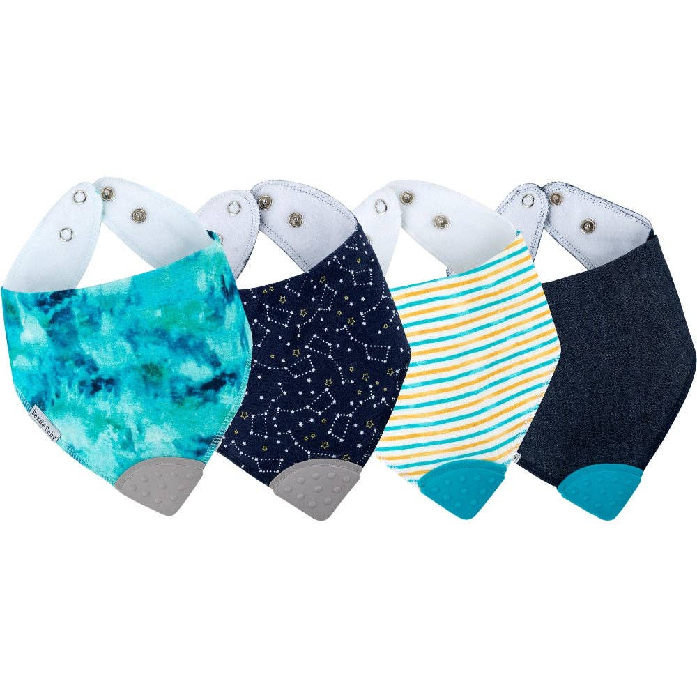 Bazzle Baby Banda Bib with Silicone Teether Attached 4 - pack - Various Colors - Sunny Meadow Boutique