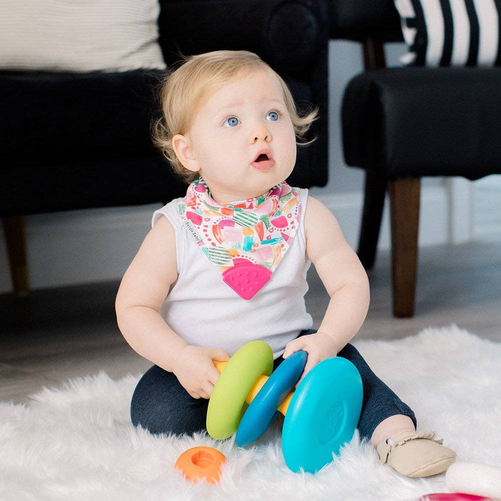 Bazzle Baby Banda Bib with Silicone Teether Attached 4 - pack - Various Colors - Sunny Meadow Boutique