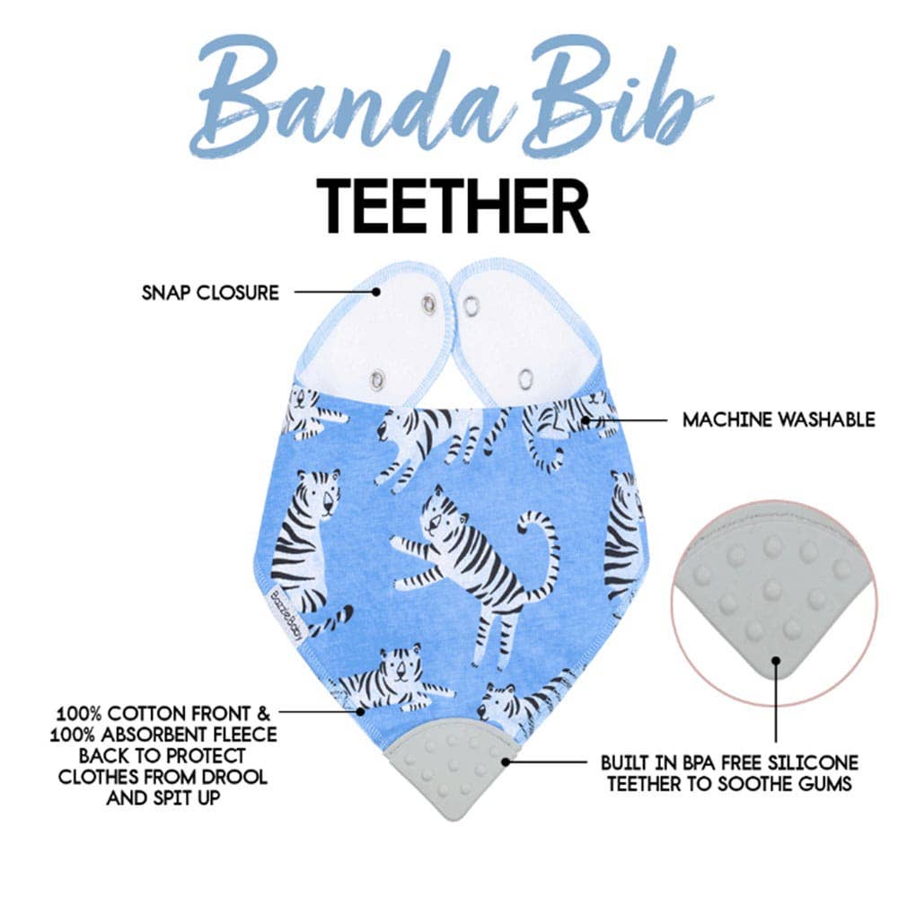 Bazzle Baby Banda Bib with Silicone Teether Attached 4 - pack - Various Colors - Sunny Meadow Boutique
