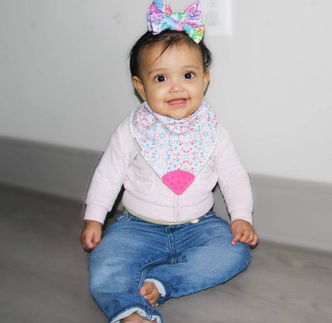 Bazzle Baby Banda Bib with Silicone Teether Attached 4 - pack - Various Colors - Sunny Meadow Boutique