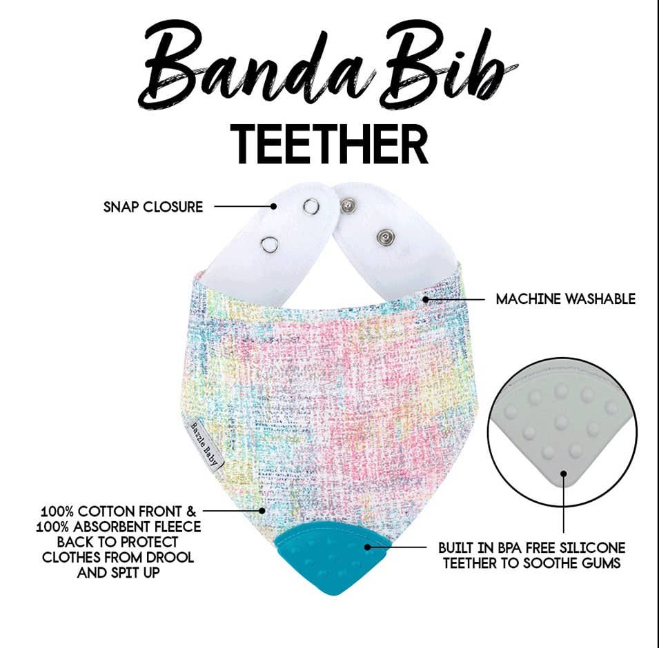 Bazzle Baby Banda Bib with Silicone Teether Attached 4 - pack - Various Colors - Sunny Meadow Boutique
