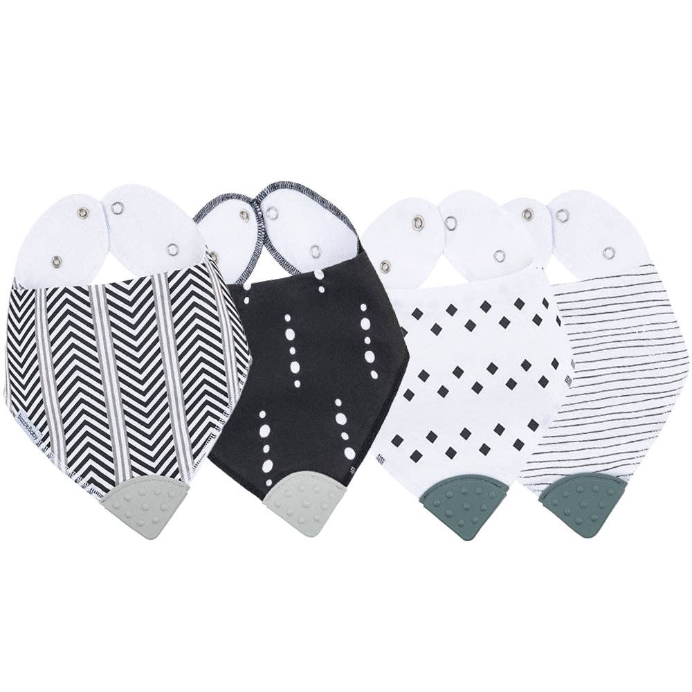Bazzle Baby Banda Bib with Silicone Teether Attached 4 - pack - Various Colors - Sunny Meadow Boutique