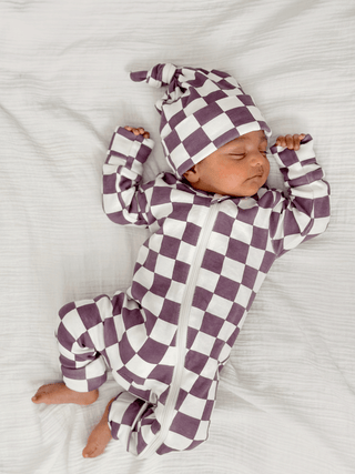 Berry Cheesecake Checkerboard / Organic Beanie (Baby - Kids) - Sunny Meadow Boutique