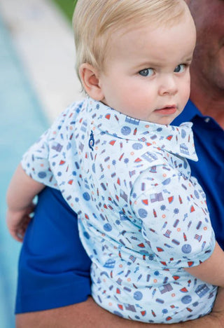 Blue Quail Clothing Co. Stars & Stripes Polo Short Sleeve Romper - Sunny Meadow Boutique