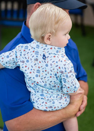 Blue Quail Clothing Co. Stars & Stripes Polo Short Sleeve Romper - Sunny Meadow Boutique