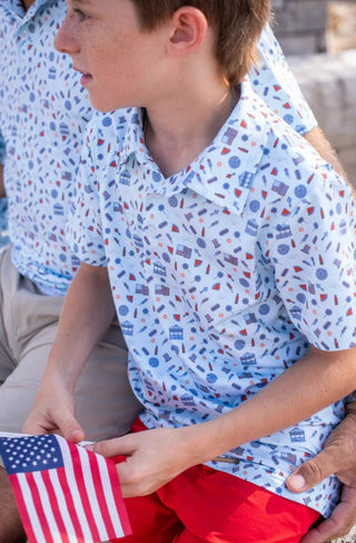 Blue Quail Clothing Co. Stars & Stripes Polo Short Sleeve Shirt - Sunny Meadow Boutique