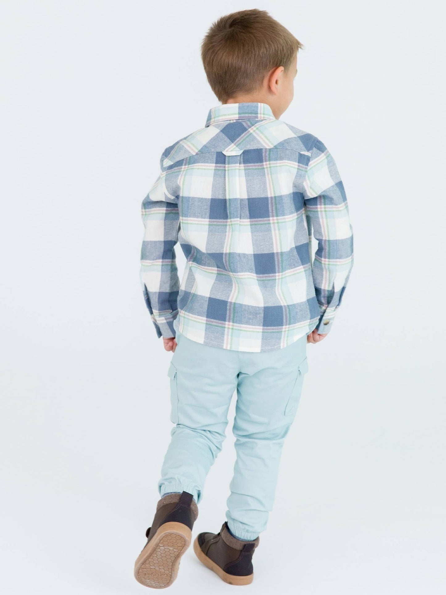 Boys Alpine Plaid Flannel Long Sleeve Button Down Shirt - Sunny Meadow Boutique