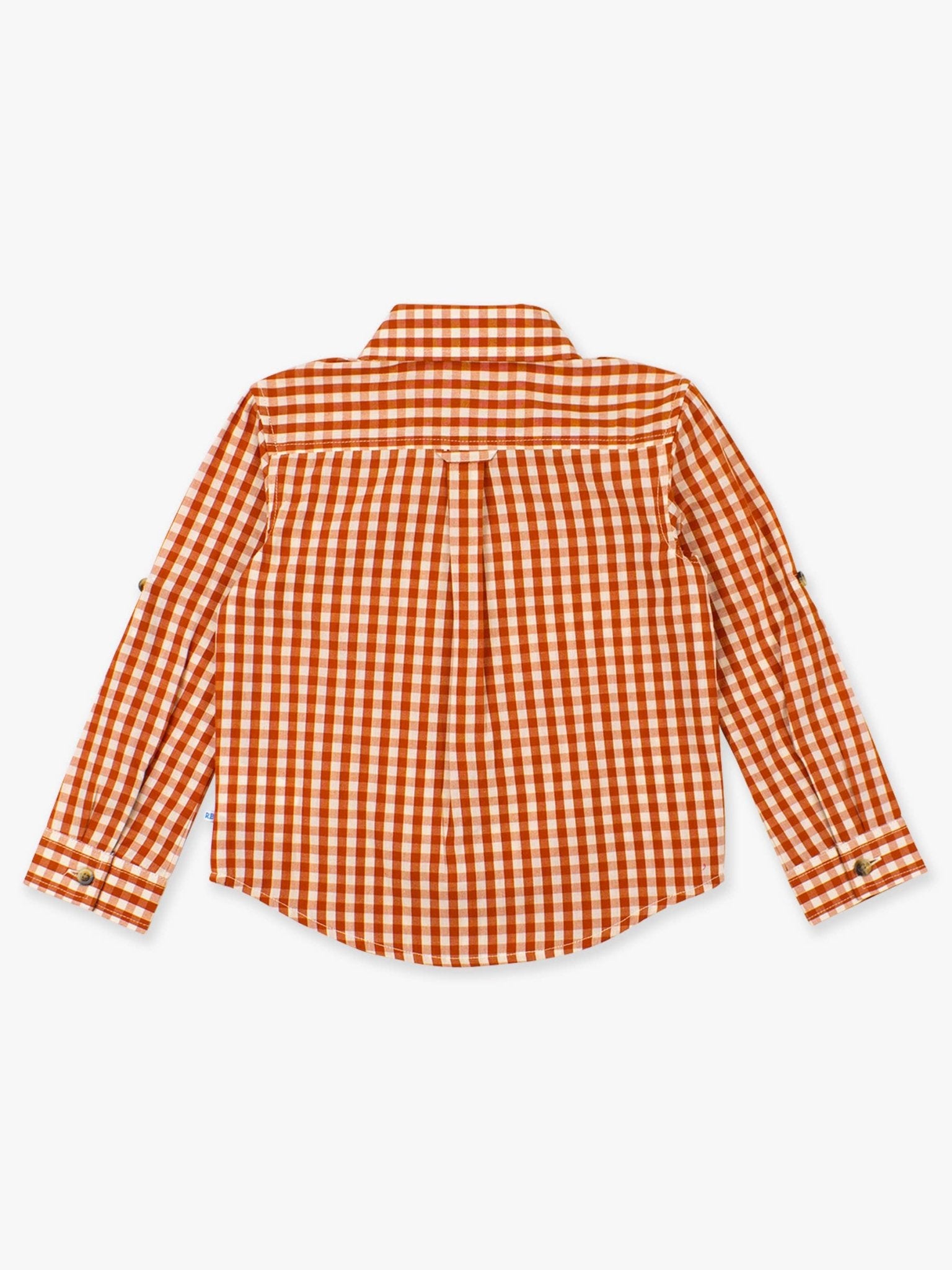 Boys Classic Rust Gingham Long Sleeve Button Down - Sunny Meadow Boutique