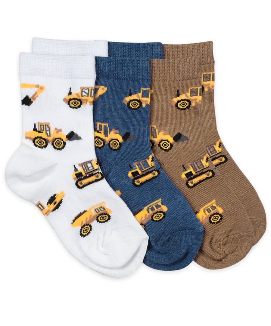 Boys Construction Crew Socks – Cotton Knit Vehicle Socks for Everyday Wear (1 Pair) - Sunny Meadow Boutique