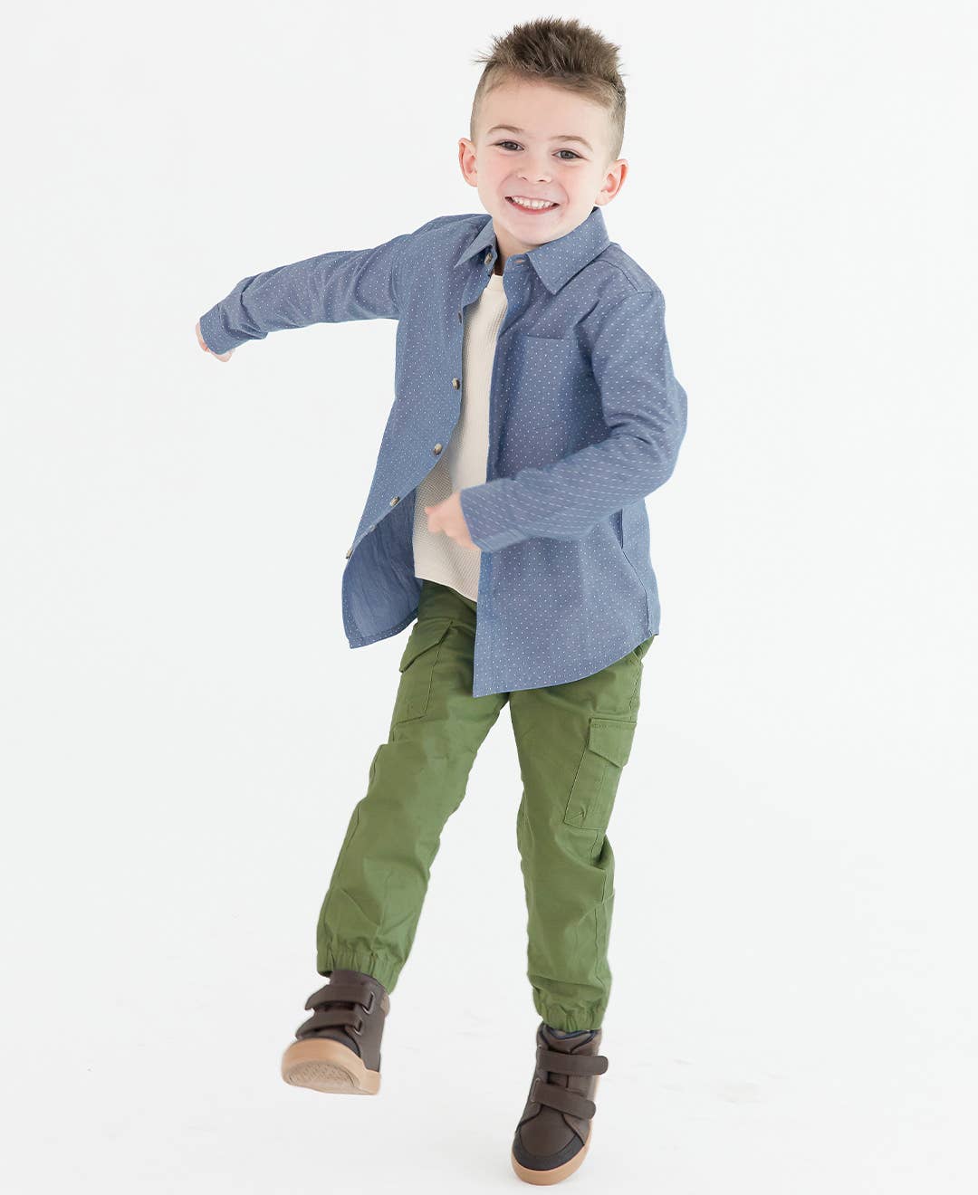 Boys Dusty Olive Slim Cargo Joggers - Sunny Meadow Boutique