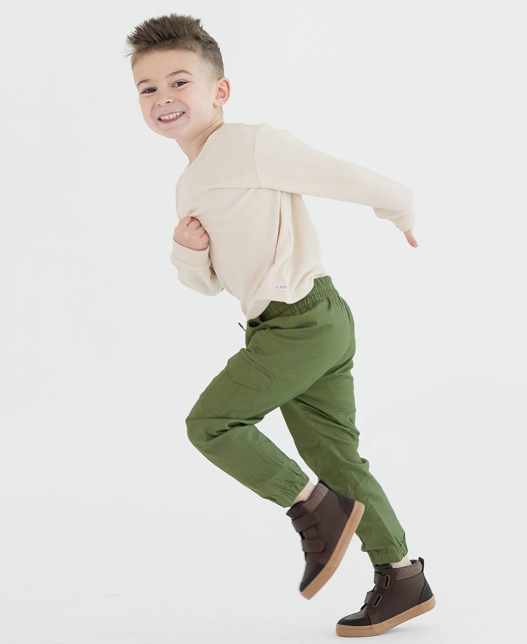 Boys Dusty Olive Slim Cargo Joggers - Sunny Meadow Boutique