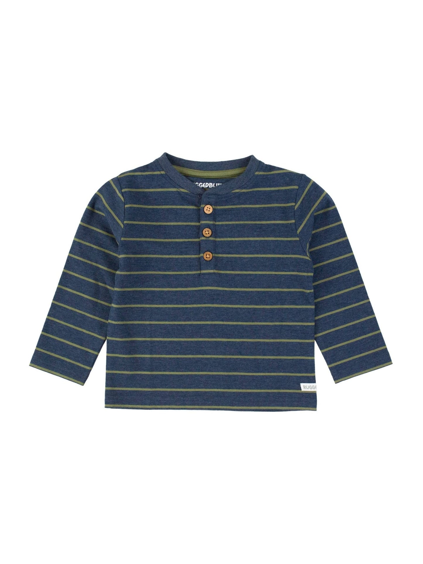 Boys Dusty Olive Stripe Knit Long Sleeve Henley Tee - Sunny Meadow Boutique