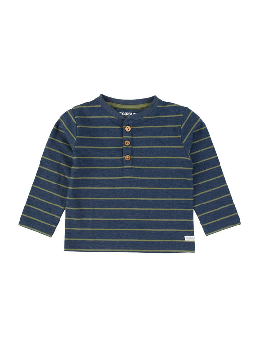 Boys Dusty Olive Stripe Knit Long Sleeve Henley Tee - Sunny Meadow Boutique