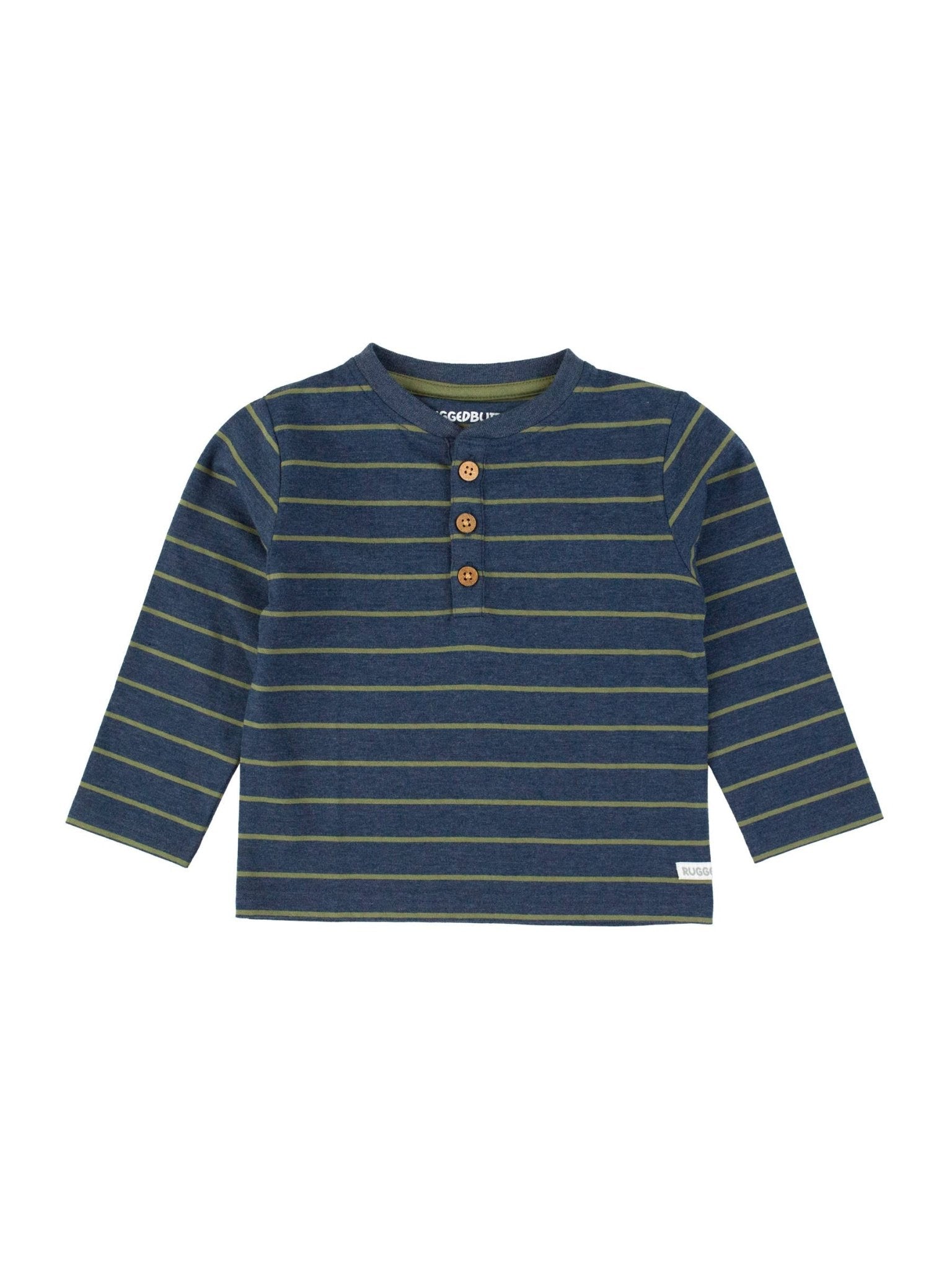 Boys Dusty Olive Stripe Knit Long Sleeve Henley Tee - Sunny Meadow Boutique