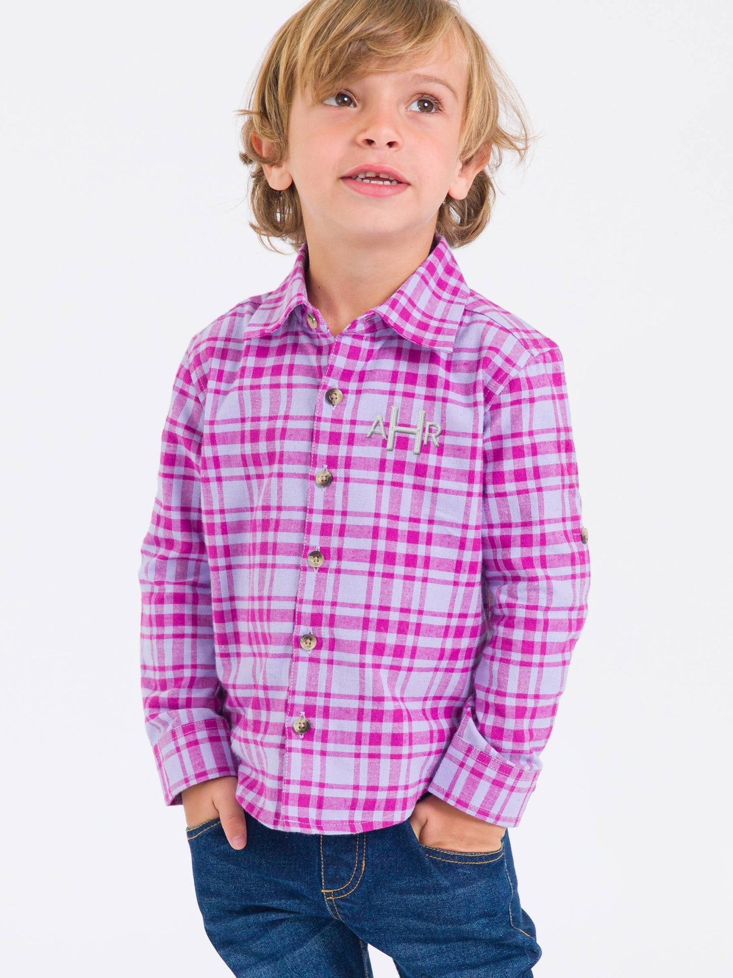 Boys Harper Plaid Long Sleeve Button Down - Sunny Meadow Boutique