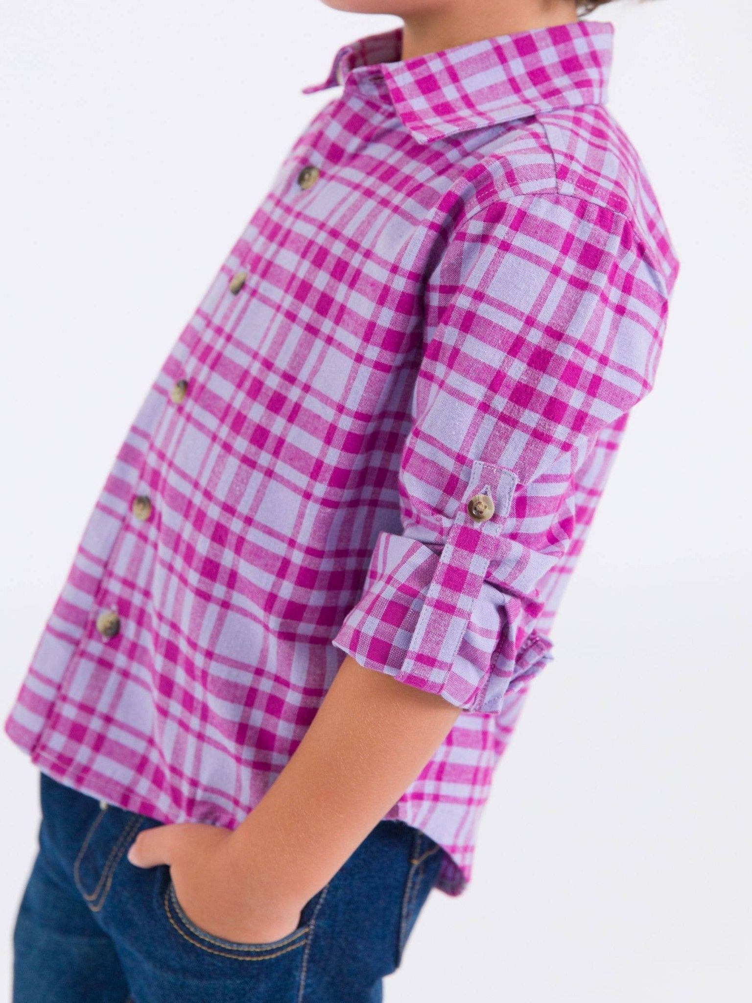 Boys Harper Plaid Long Sleeve Button Down - Sunny Meadow Boutique