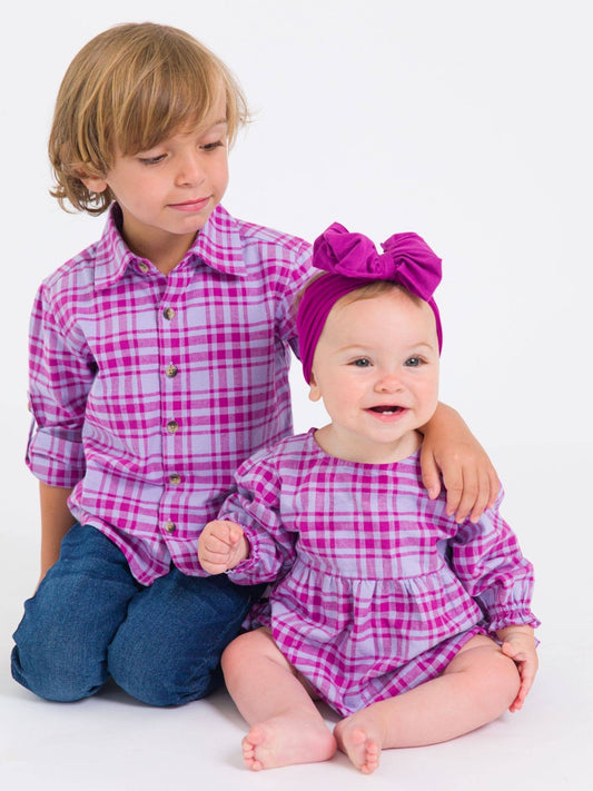 Boys Harper Plaid Long Sleeve Button Down - Sunny Meadow Boutique