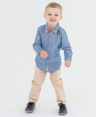 Boys Khaki Stretch Chino Pants - Sunny Meadow Boutique