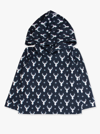 Boys Long - Sleeve Little Deer Lodge Performance Hooded Shirt – Navy Outdoor & Play Tee - Sunny Meadow Boutique
