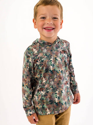 Boys Long - Sleeve Little Deer Lodge Performance Hooded Shirt – Navy Outdoor Tee - Sunny Meadow Boutique