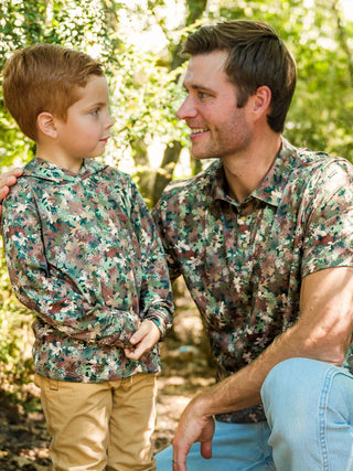 Boys Long - Sleeve Little Deer Lodge Performance Hooded Shirt – Navy Outdoor Tee - Sunny Meadow Boutique