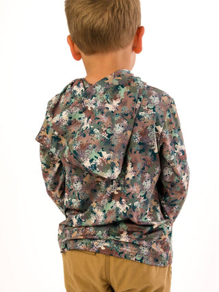 Boys Long - Sleeve Little Deer Lodge Performance Hooded Shirt – Navy Outdoor Tee - Sunny Meadow Boutique