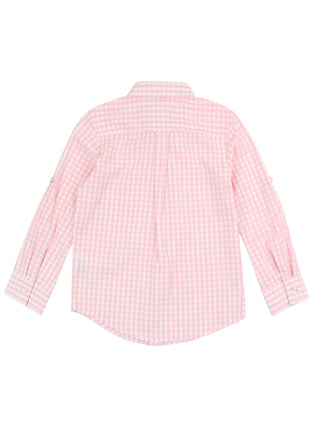 Boys Pink Gingham Check Long Sleeve Button Down - Sunny Meadow Boutique