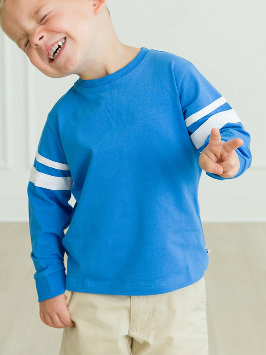 Boys Sonic Blue Racing Stripe Long Sleeve Shirt - Sunny Meadow Boutique