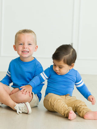 Boys Sonic Blue Racing Stripe Long Sleeve Shirt - Sunny Meadow Boutique