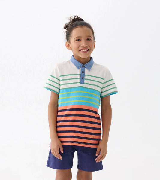 Boys Spring Stripes Polo Tee - Sunny Meadow Boutique