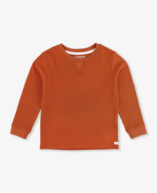 Boys Waffle Knit Long Sleeve Crew Neck Shirt - Sunny Meadow Boutique