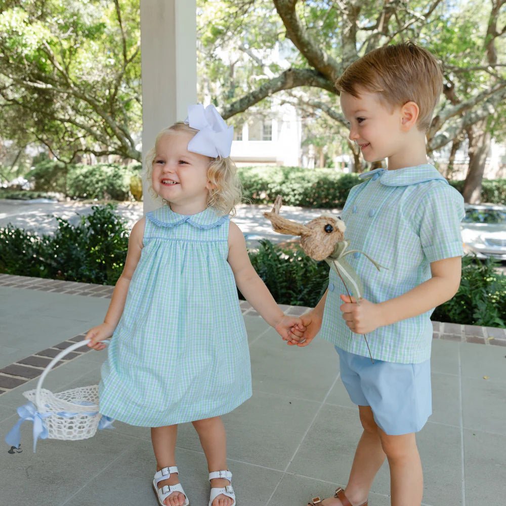 Bridgewater Plaid Float Dress – Green & Blue Gingham Bishop Dress - Sunny Meadow Boutique