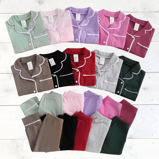 Button - down Trim Pajamas - Sunny Meadow Boutique