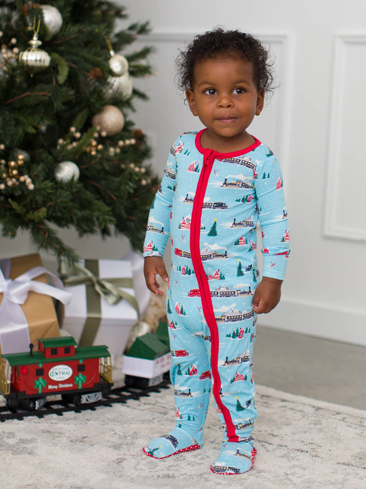 Baby Boys Winter Express Bamboo Viscose Footed One Piece Pajama